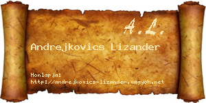 Andrejkovics Lizander névjegykártya